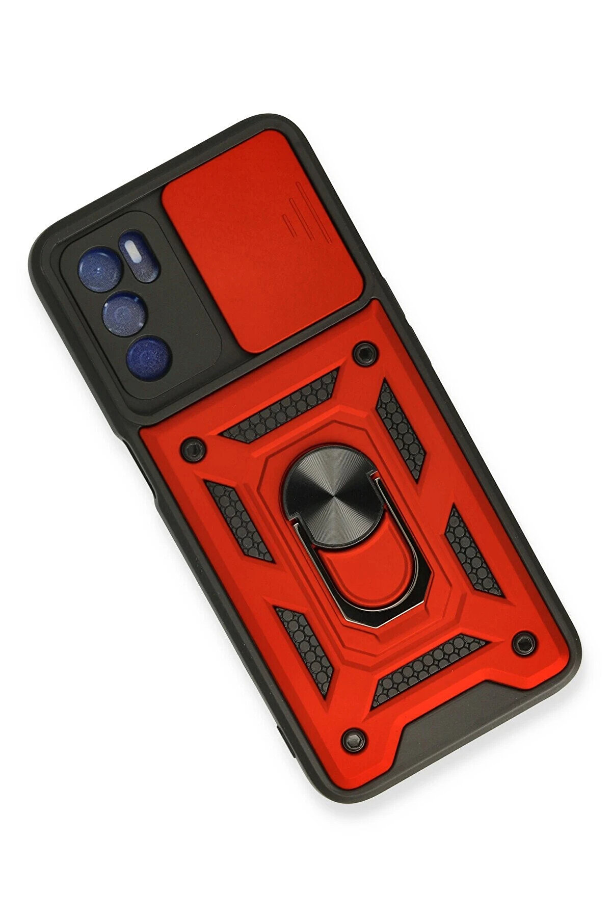 Harmonyaura Oppo A16 Kılıf Pars Lens Y&uuml;z&uuml;kl&uuml; Si̇li̇kon - Kırmızı