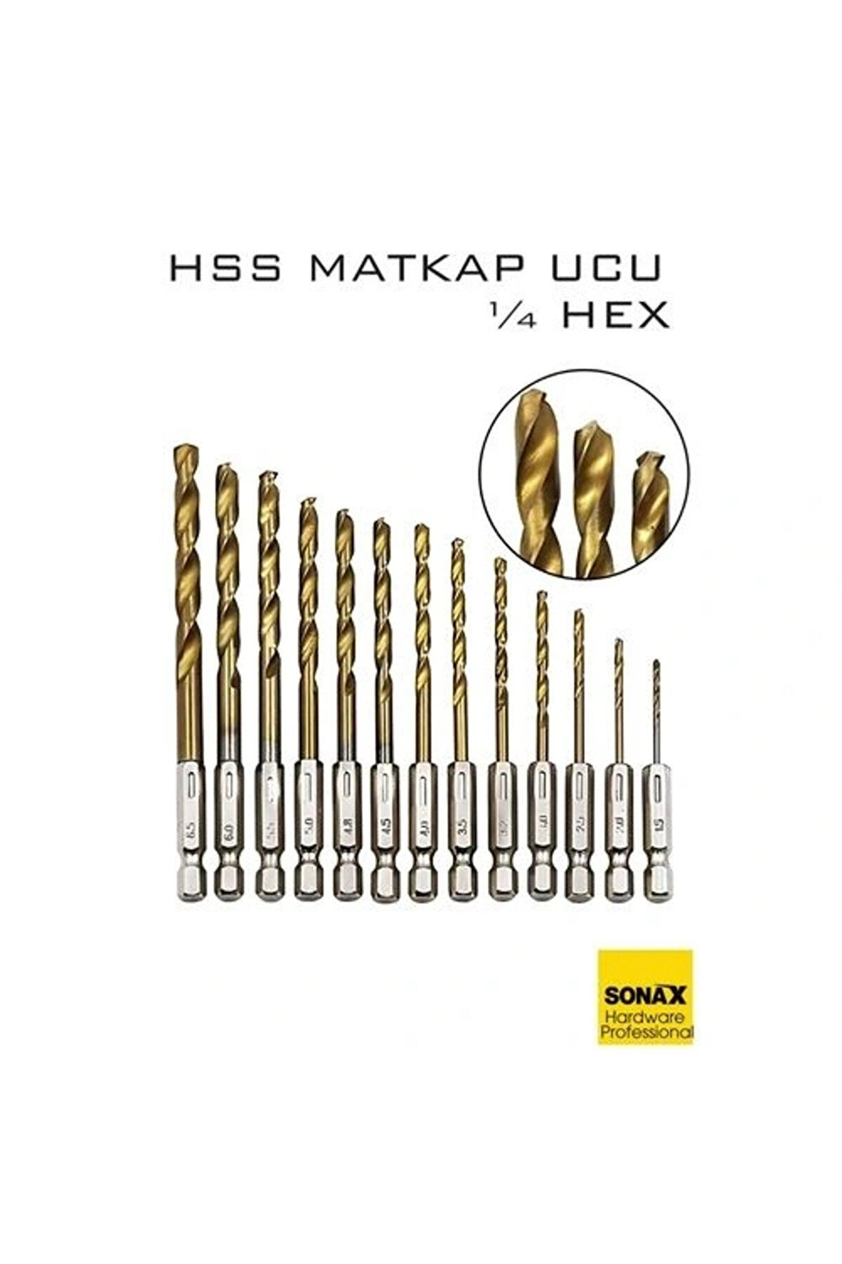 Ceylan Adam Hss Matkap Ucu 1/4 Hex 13 Par&ccedil;a Hss Tungsten Karb&uuml;r Matkap U&ccedil; 1.5-6.5Mm Ti̇tanyum