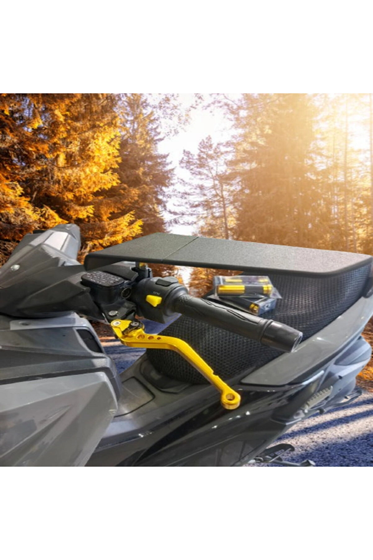 Alkan Mb Motosi̇klet Gi̇don Ucu Cnc Kesi̇m Mat Si̇yah Geni̇ş Mavi̇ Cam Ayna