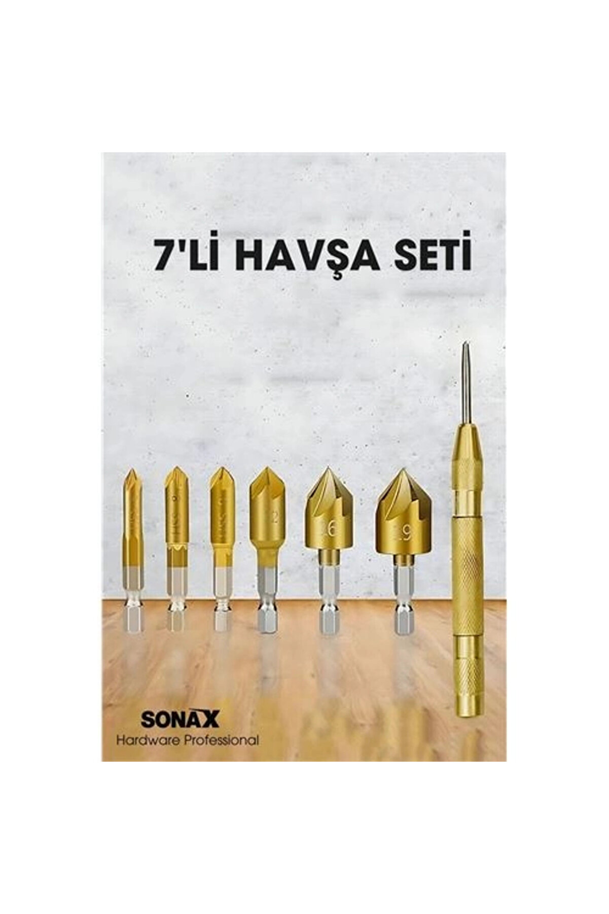 Buti̇k 7 Li̇ Hss Ti̇tanyum Kaplı Kılavuz Ve Havşa Matkap Ucu Seti̇ + Otomati̇k Zımba