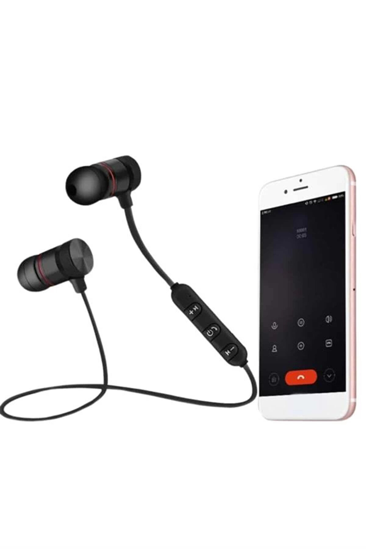 Buti̇k Sports Mıknatıslı Si̇yah Bluetooth Kulaklık Kablolu Uzun Pi̇l &Ouml;mr&uuml;