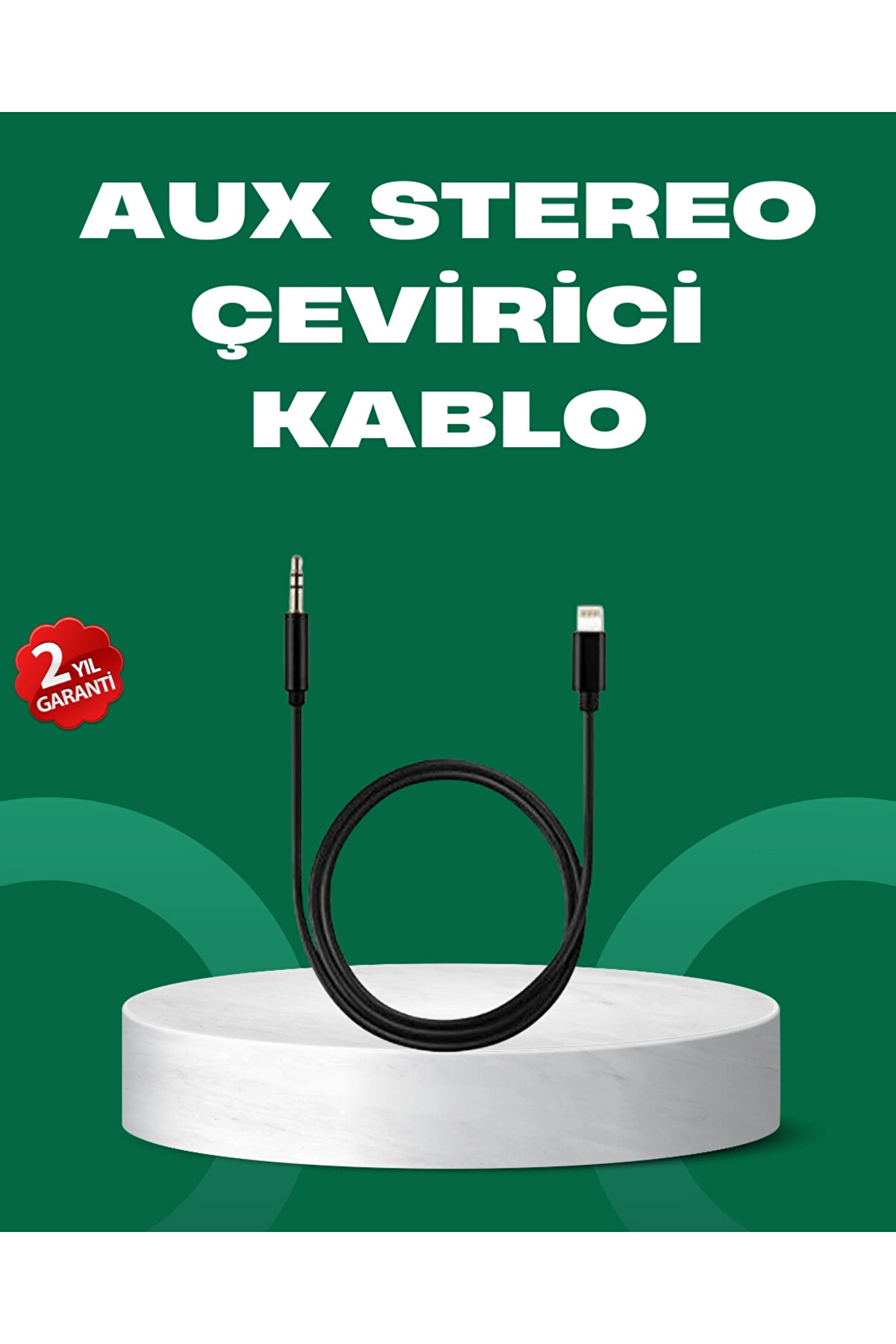 Buti̇k Li̇ghtni̇ng To 3.5Mm Aux Ses D&ouml;n&uuml;şt&uuml;r&uuml;c&uuml; Kablo 1 Metre Stereo Uyumlu