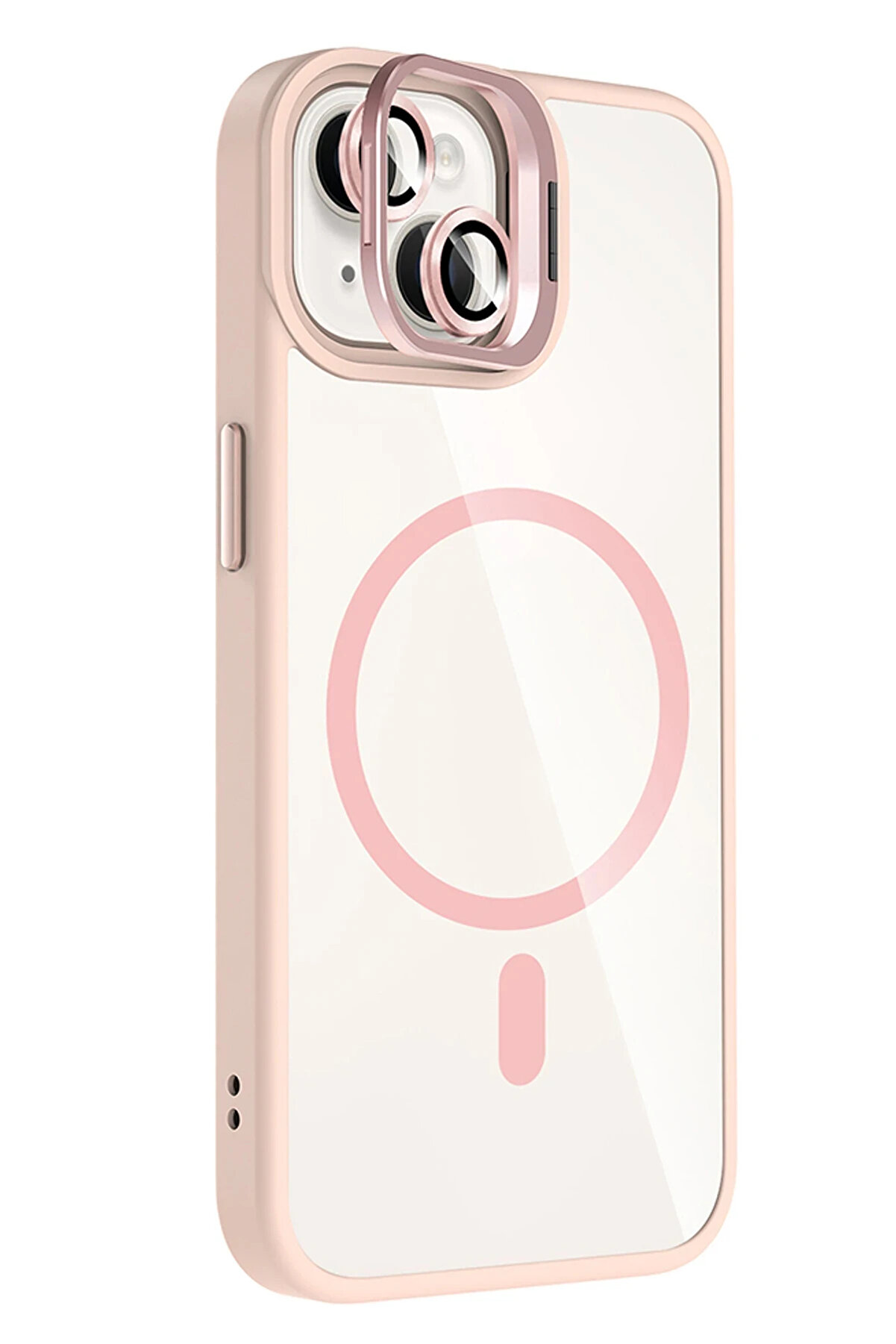 Buti̇k Harmonyaura Apple İphone 14 Remi̇m Lensli̇ Magsafe Standlı Kapak - Pembe