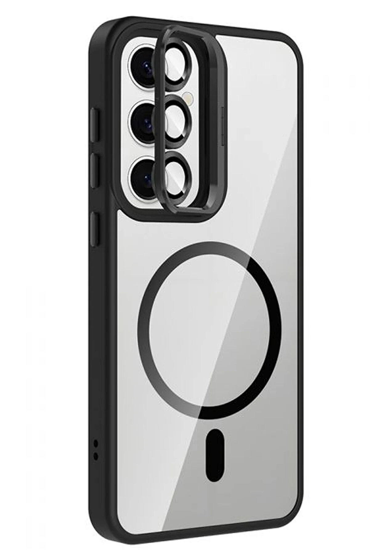 Harmonyaura Samsung Galaxy S24 Fe Remi̇m Lensli̇ Magsafe Standlı Kapak - Si̇yah