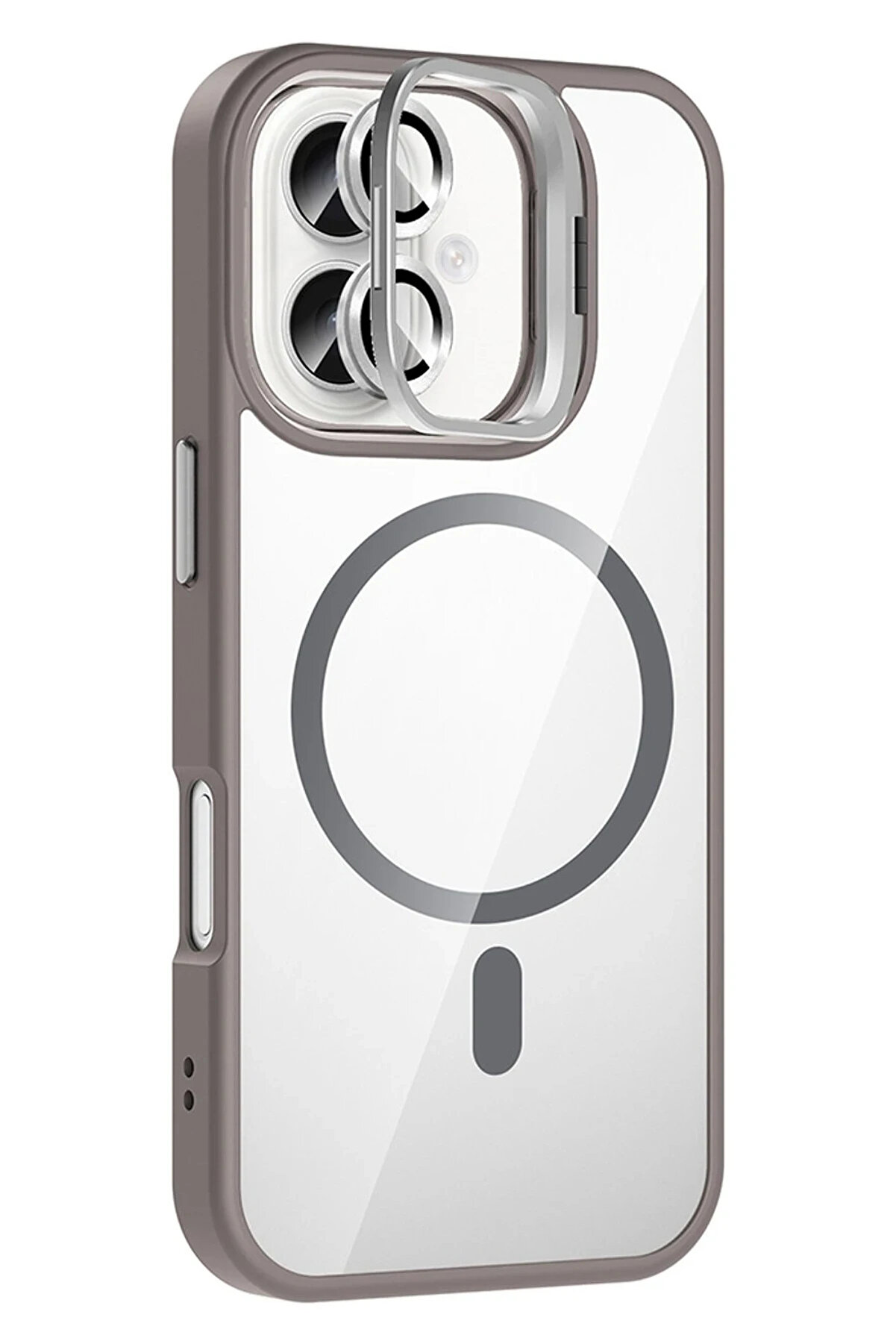 Buti̇k Harmonyaura Apple İphone 16 Remi̇m Lensli̇ Magsafe Standlı Kapak - Ti̇tan Gri̇