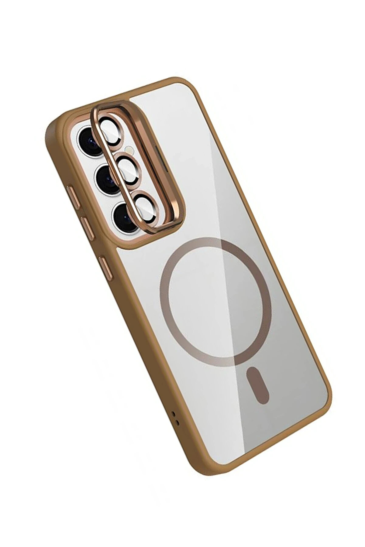 Buti̇k Harmonyaura Samsung Galaxy S24 Fe Remi̇m Lensli̇ Magsafe Standlı Kapak - Kahverengi̇