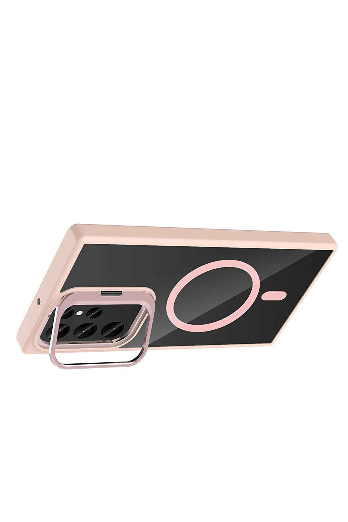 Buti̇k Harmonyaura Samsung Galaxy S25 Ultra Remi̇m Lensli̇ Magsafe Standlı Kapak - Pembe