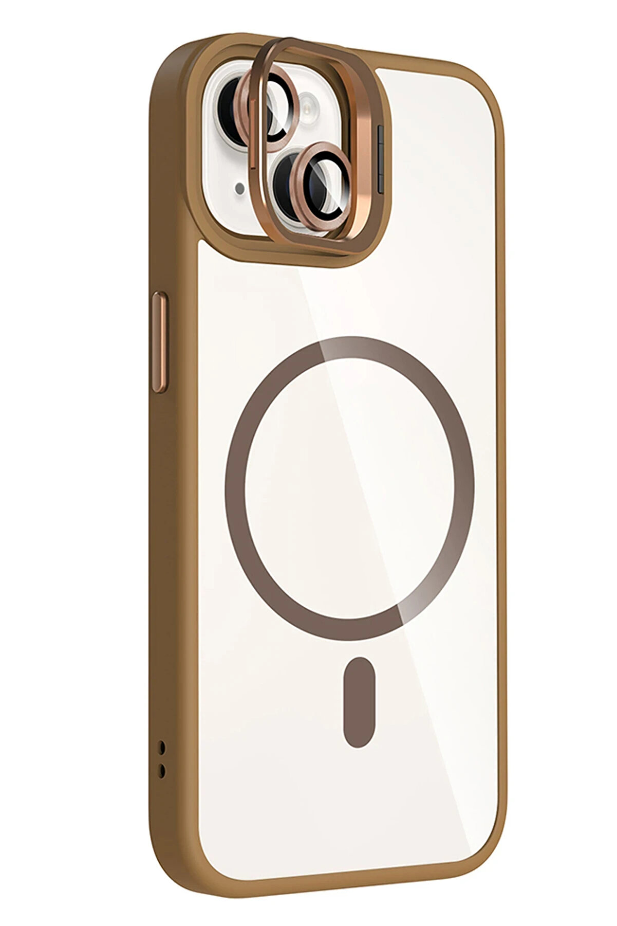 Buti̇k Harmonyaura Apple İphone 13 Remi̇m Lensli̇ Magsafe Standlı Kapak - Kahverengi̇