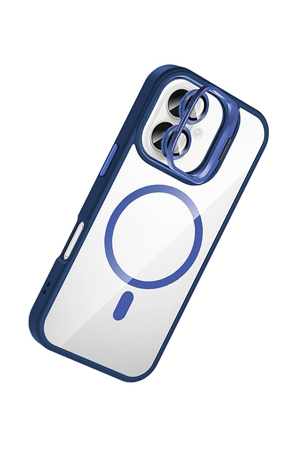 Buti̇k Harmonyaura Apple İphone 16 Remi̇m Lensli̇ Magsafe Standlı Kapak - Laci̇vert