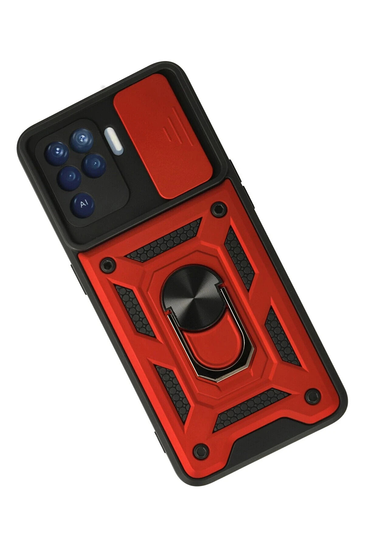 Harmonyaura Oppo Reno 5 Li̇te Kılıf Pars Lens Y&uuml;z&uuml;kl&uuml; Si̇li̇kon - Kırmızı