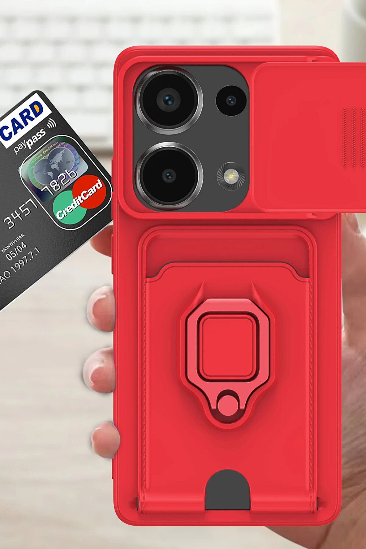 Buti̇k Harmonyaura Xi̇aomi̇ Redmi̇ Note 13 Pro 4G Kılıf Zuma Kartvi̇zi̇tli̇ Y&uuml;z&uuml;kl&uuml; Si̇li̇kon - Yeşi̇l