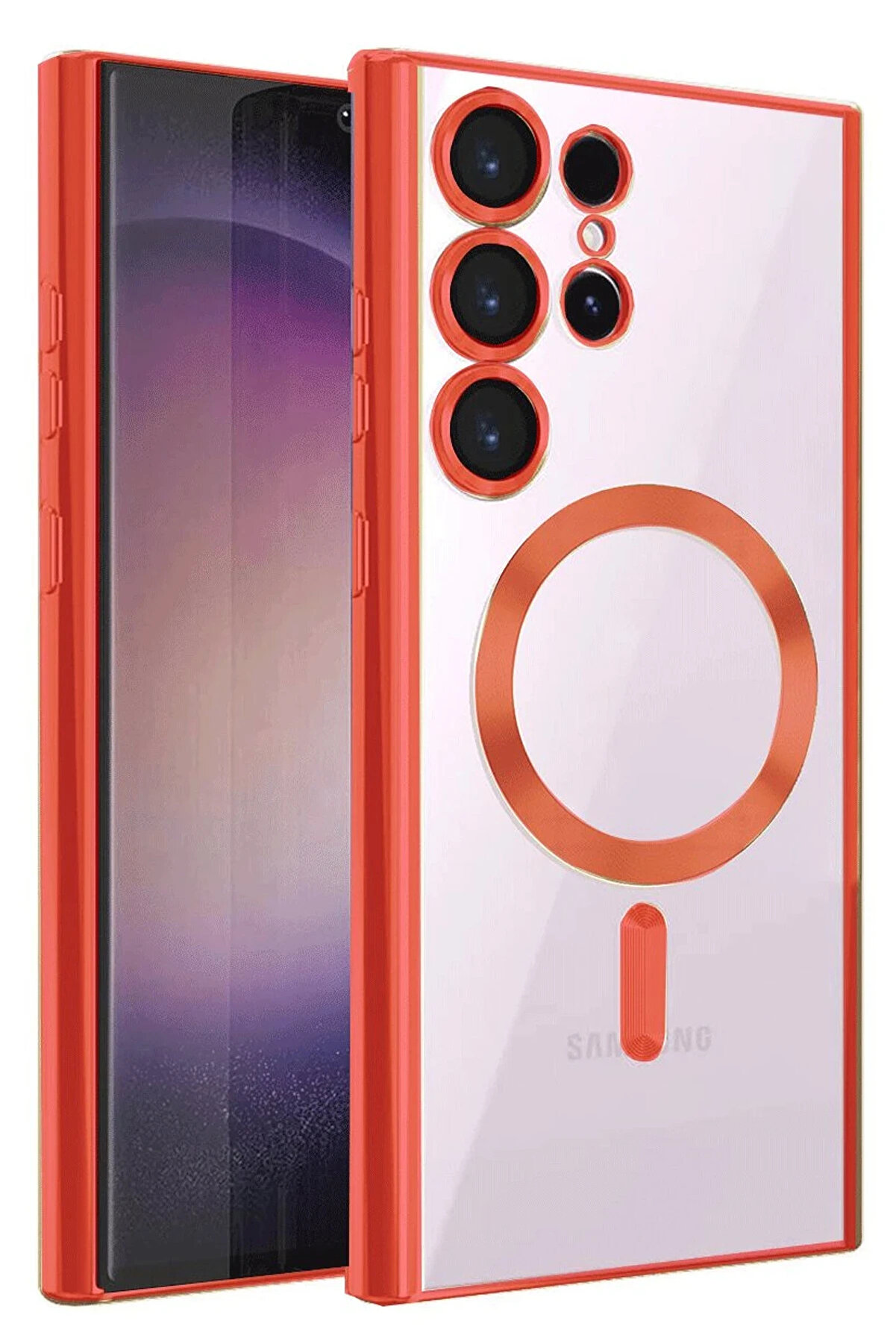 Buti̇k Harmonyaura Samsung Galaxy S25 Ultra Kılıf Kross Magneti̇csafe Kapak - Kırmızı