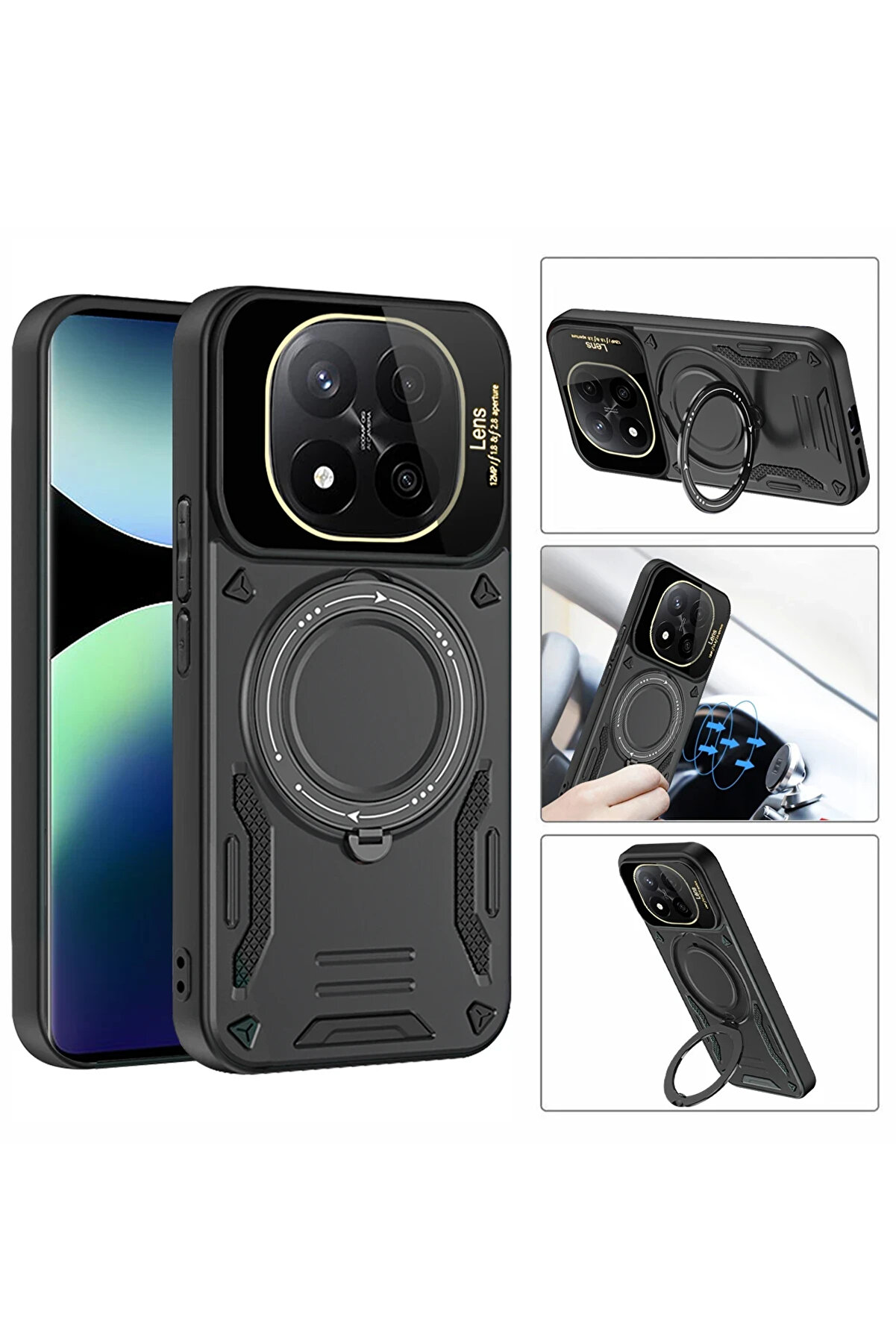 Buti̇k Harmonyaura Xi̇aomi̇ Redmi̇ Note 14 4G Kılıf Joy Lens Standlı Kapak - Mor