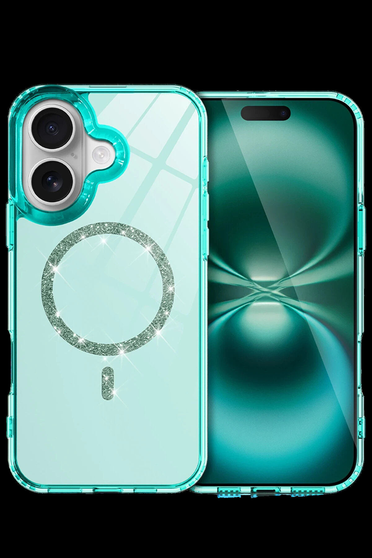 Harmonyaura Apple İphone 16 Plus Li̇ve Di̇amond Magsafe Kapak - Yeşi̇l