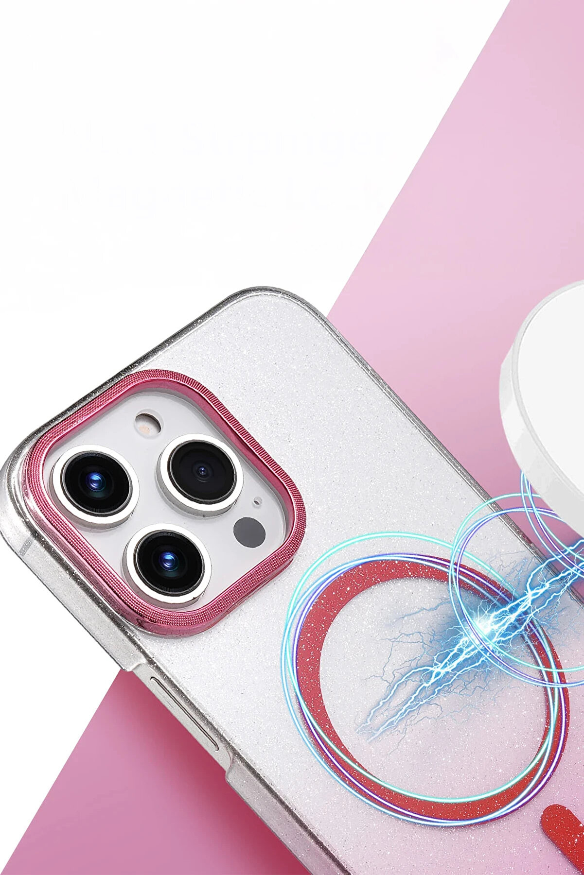 Buti̇k Harmonyaura Apple İphone 16 Pro Max Glossy Magsafe Kapak - Pembe