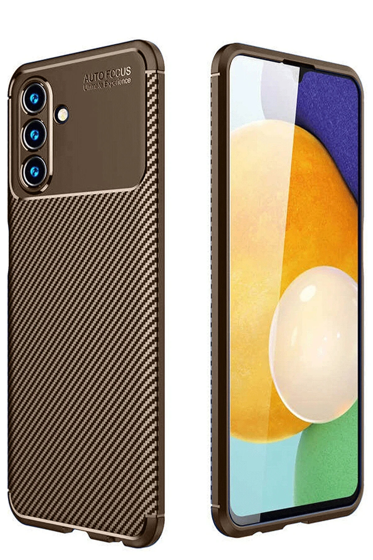 Buti̇k Harmonyaura Samsung Galaxy A36 Kılıf Auto Focus Karbon Kapak - Kahverengi̇