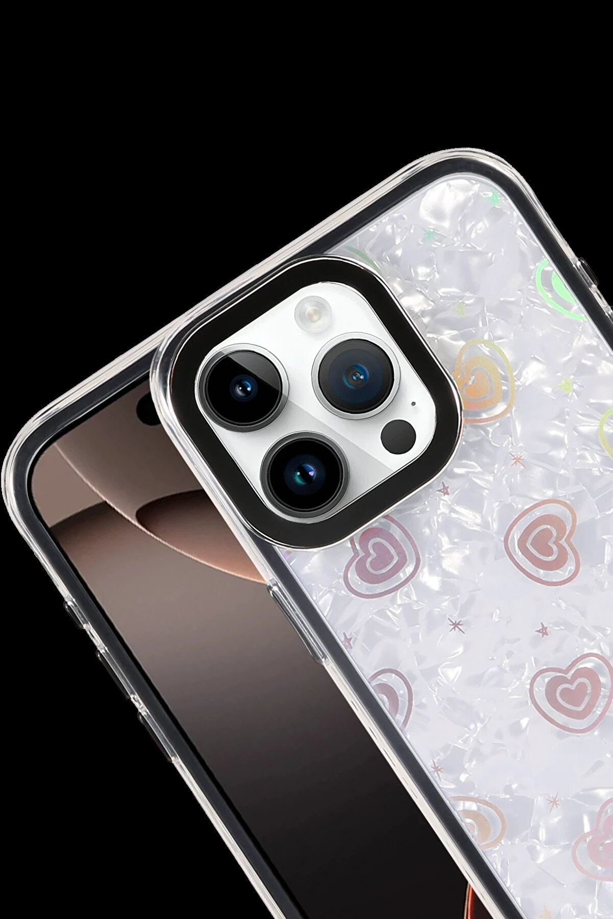 Buti̇k Harmonyaura Apple İphone 15 Lumi̇ Desenli̇ Kapak - Si̇yah