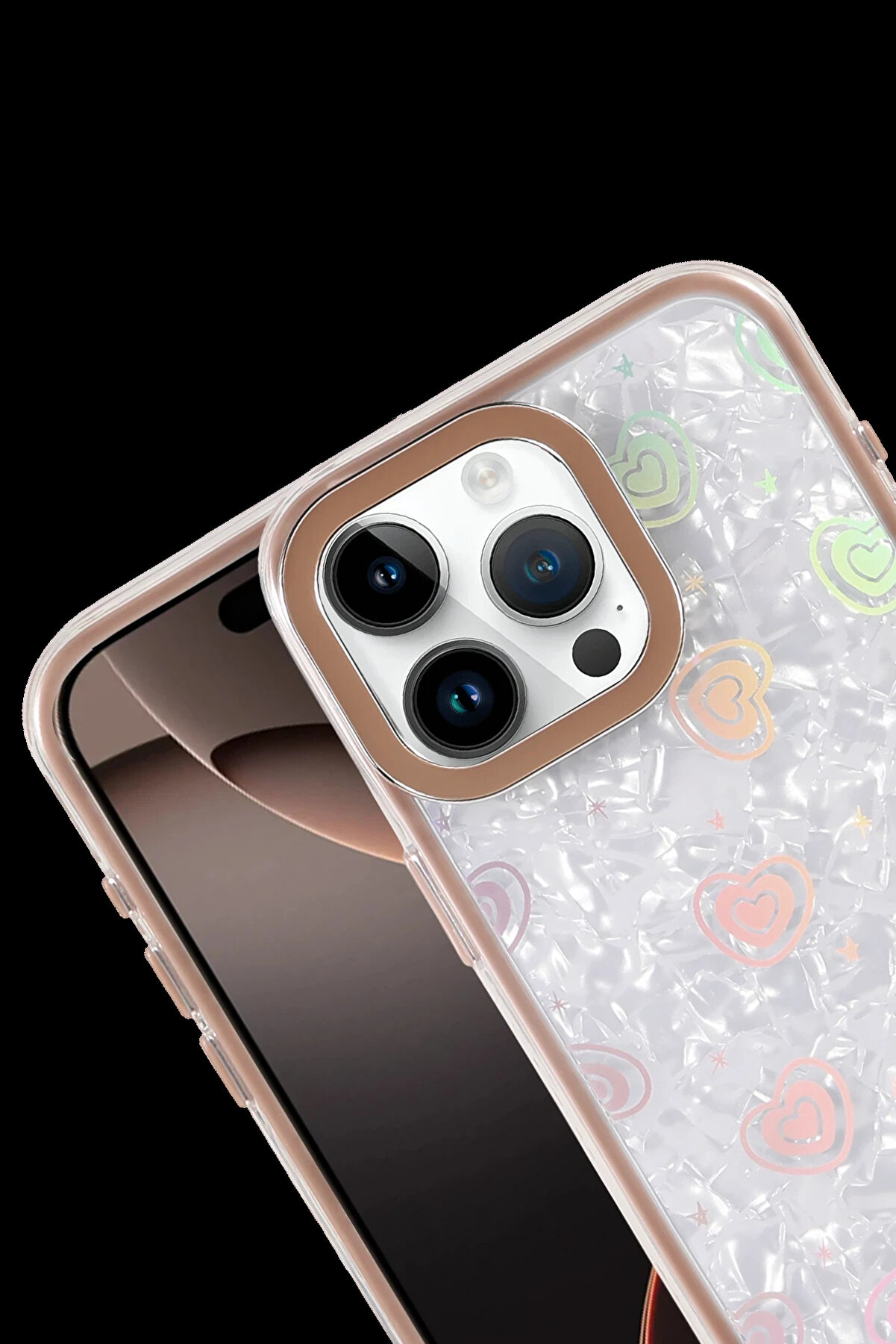 Buti̇k Harmonyaura Apple İphone 15 Lumi̇ Desenli̇ Kapak - &Ccedil;&ouml;l Ti̇tanyum