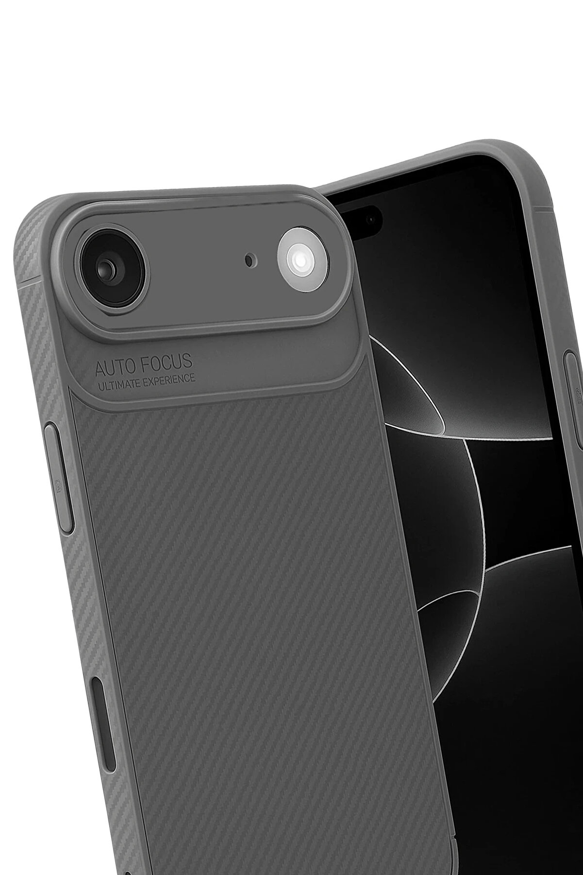 Buti̇k Harmonyaura Apple İphone 17 Ai̇r Auto Focus Karbon Kapak - Gri̇
