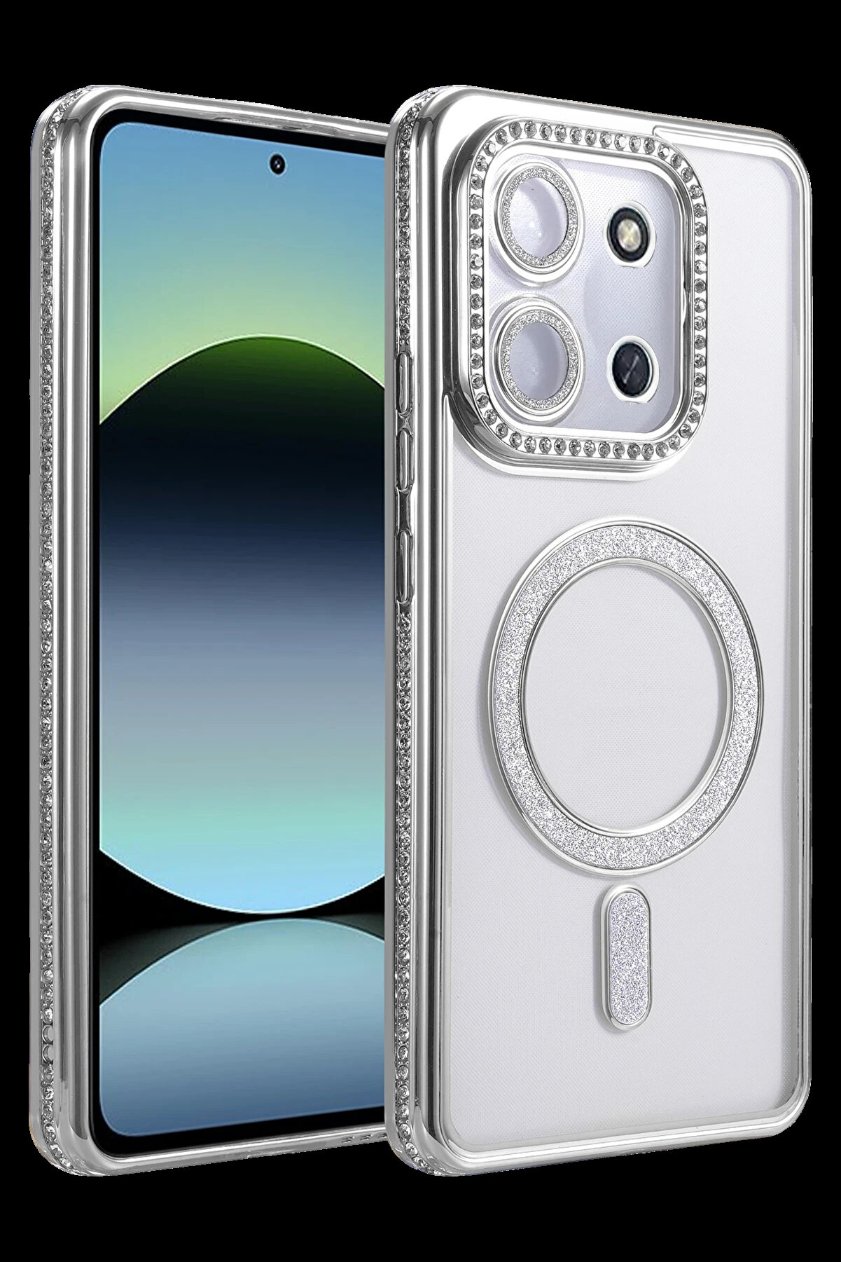 Buti̇k Harmonyaura Xi̇aomi̇ Redmi̇ 15C 4G Joke Si̇mli̇ Magneti̇csafe Kılıf - G&uuml;m&uuml;ş