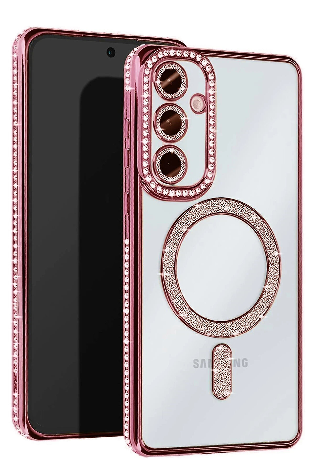 Harmonyaura Samsung Galaxy A55 5G Joke Si̇mli̇ Magneti̇csafe Kılıf - Pembe