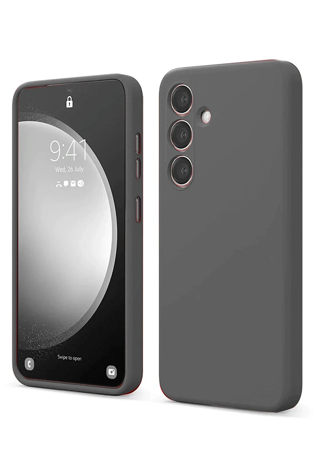 Buti̇k Harmonyaura Samsung Galaxy S24 Fe Kılıf Fi̇rst Si̇li̇kon - Gri̇