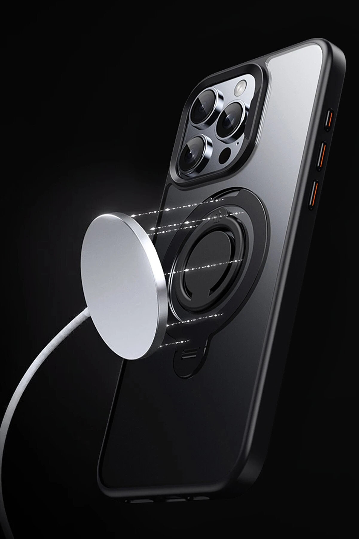 Buti̇k Harmonyaura İphone 14 Pro Max Avatar 360 D&ouml;nen Magsafe Kapak - Si̇yah