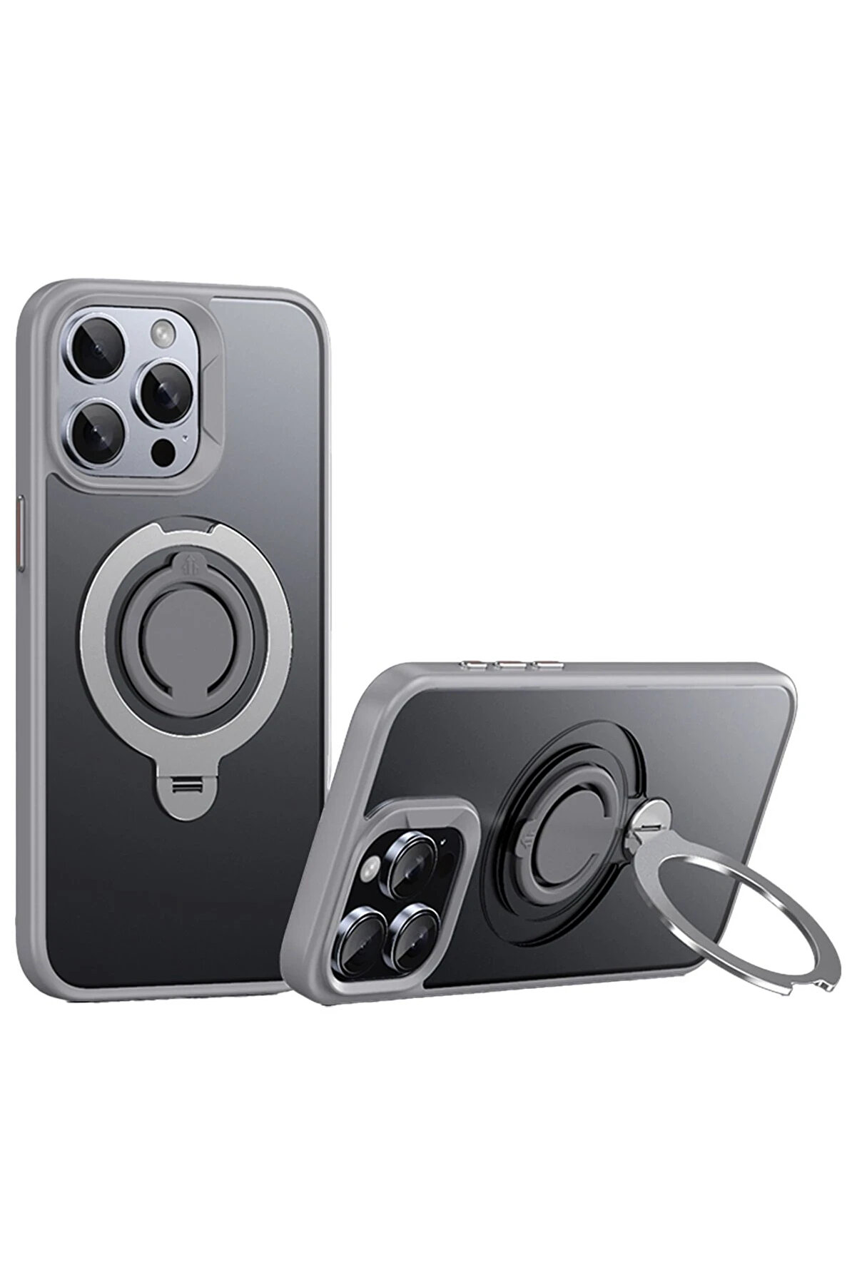 Buti̇k Harmonyaura İphone 15 Pro Max Avatar 360 D&ouml;nen Magsafe Kapak - Ti̇tan Gri̇