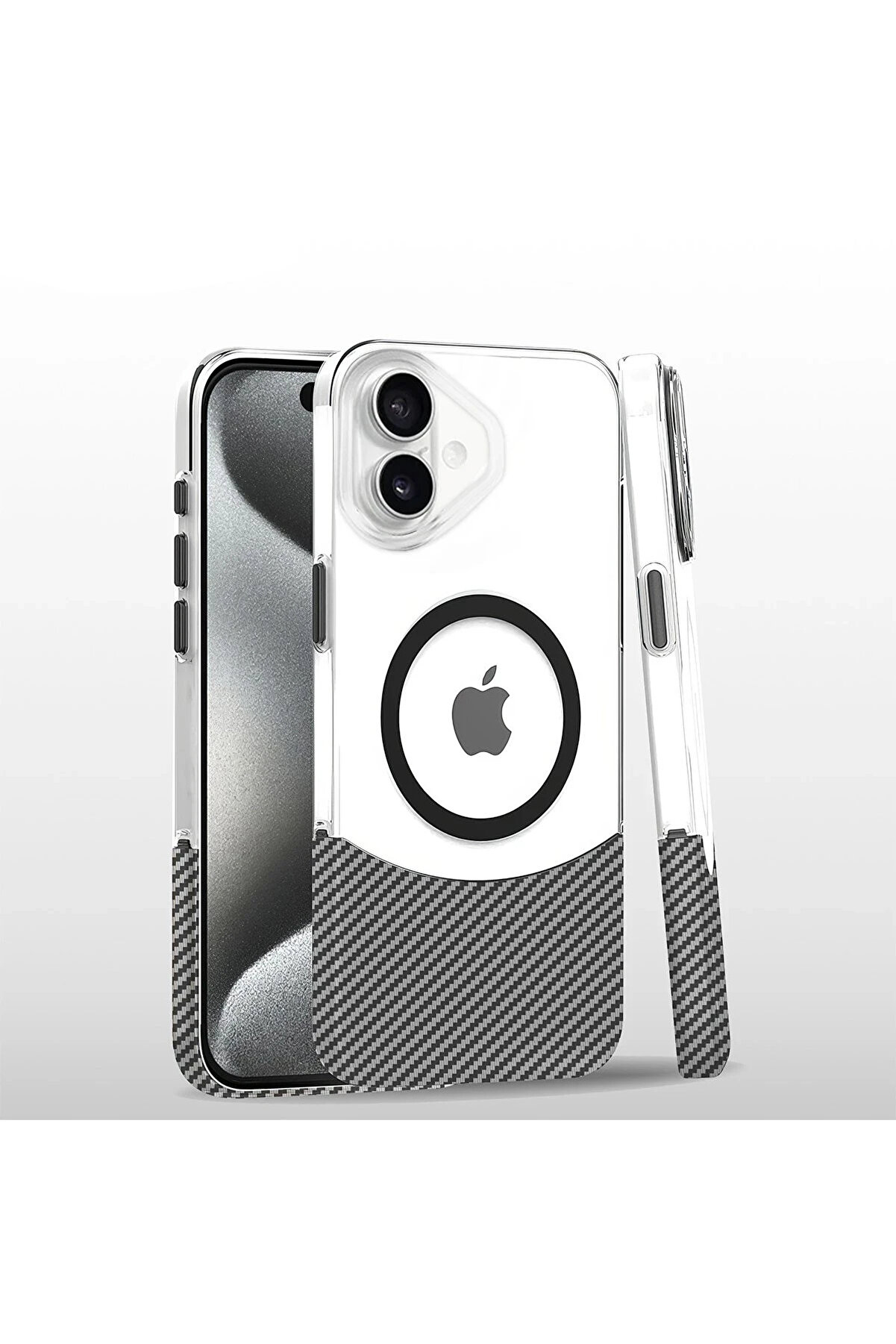 Buti̇k Harmonyaura İphone 16 Carbon Puzzle Magsafe Kapak - Beyaz