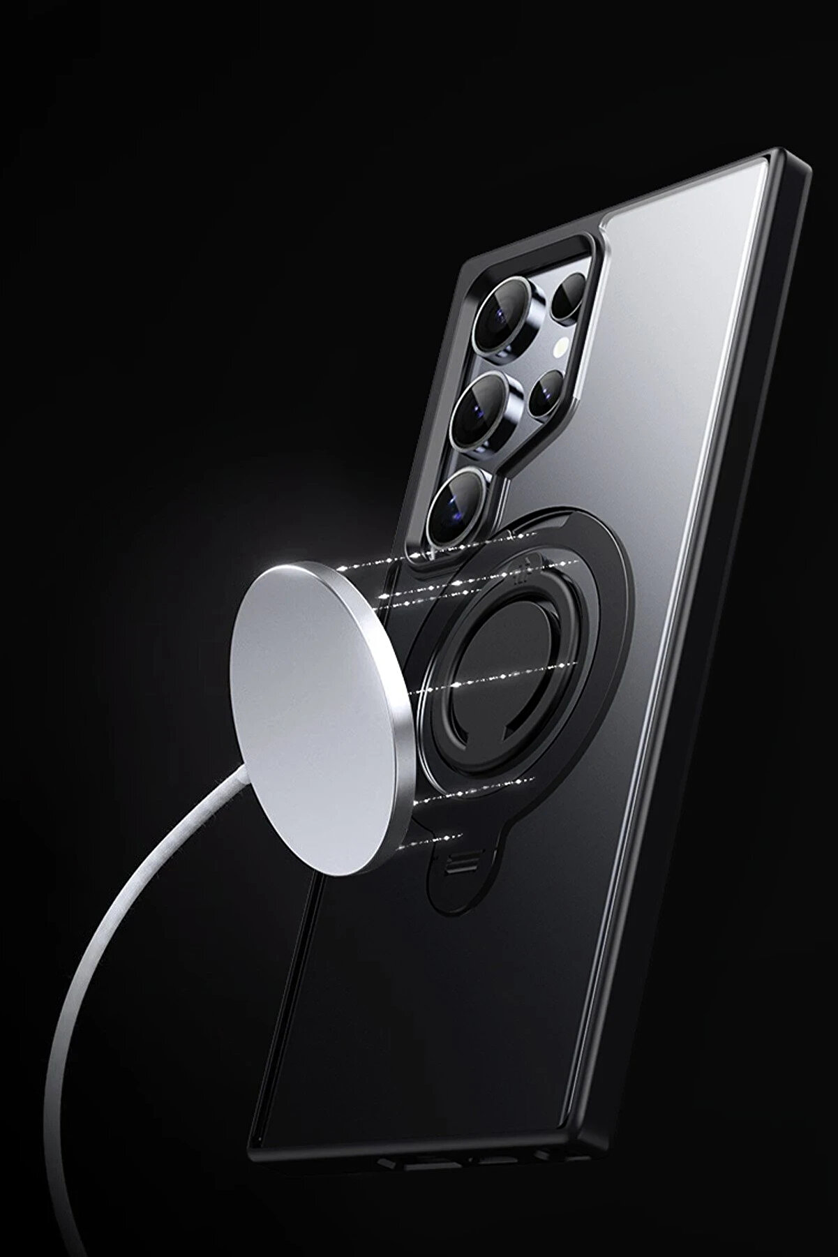 Buti̇k Harmonyaura Samsung Galaxy S24 Avatar 360 D&ouml;nen Magsafe Kapak - Ti̇tan Gri̇