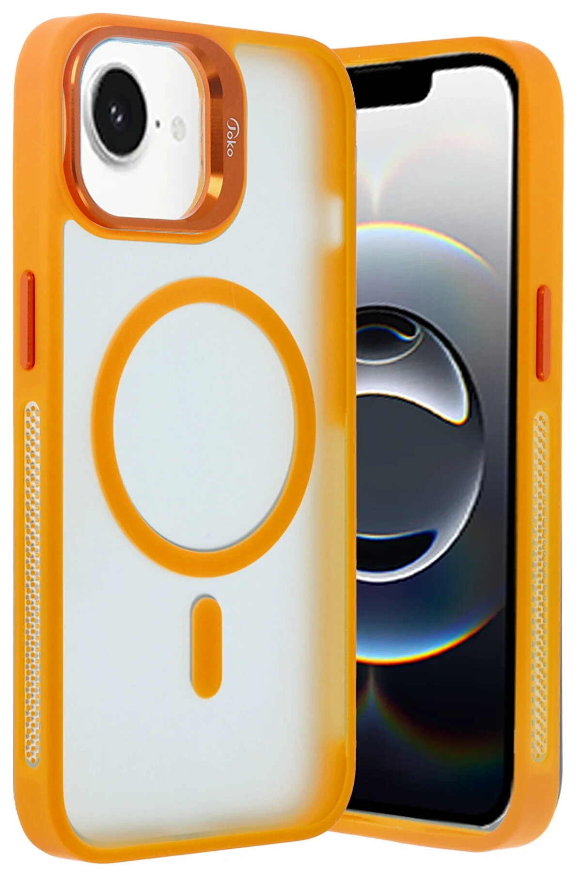 Buti̇k Harmonyaura İphone 16E Flet Lens Magsafe Kapak - Turuncu