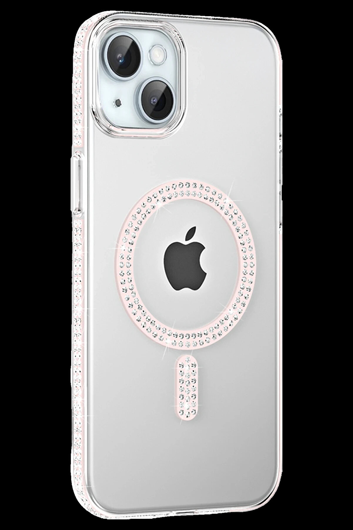 Buti̇k Harmonyaura Apple İphone 14 Move Taşlı Magsafe Kapak - G&uuml;m&uuml;ş