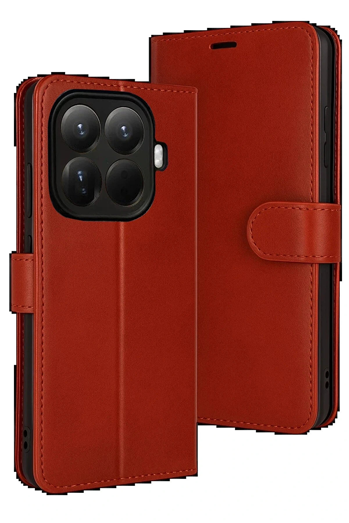 Buti̇k Xi̇aomi̇ Mi̇ 15T Pro Trend S Plus Kapaklı Kılıf - Kırmızı-(5796)