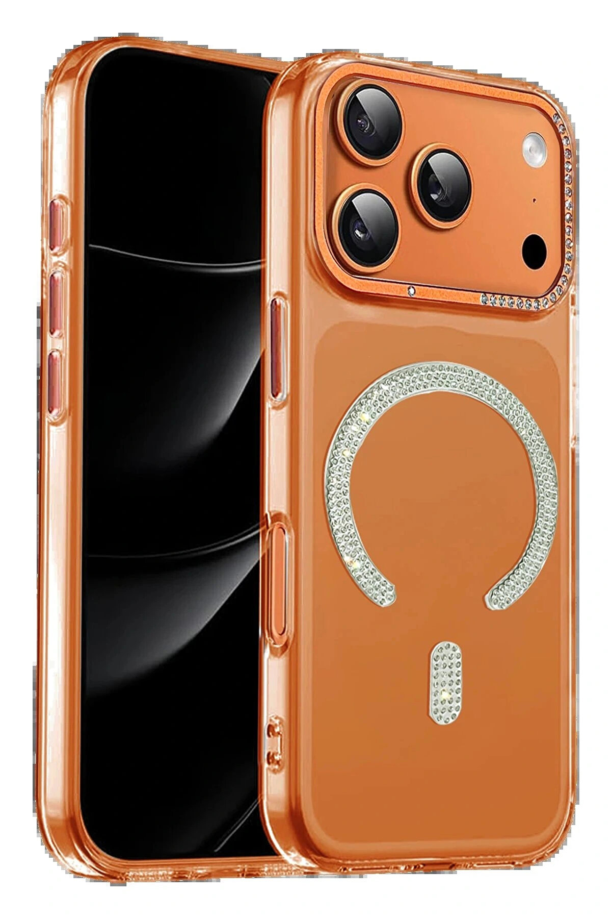 Buti̇k Apple İphone 17 Pro Tash Di̇amond Magsafe Kapak - Turuncu-(5796)