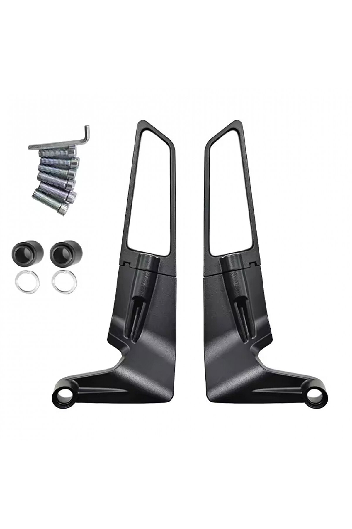 Alkan Mb Motosi̇klet Gi̇don Ucu Cnc Kesi̇m Mat Si̇yah Geni̇ş Mavi̇ Cam Ayna