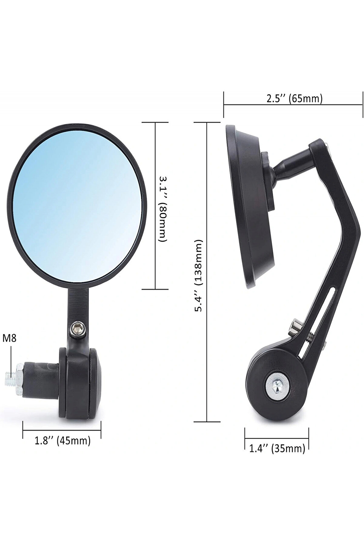 Alkan Mb Modi̇fi̇ye Gi̇don Bağlantılı Oval Ayna Tk Si̇yah Cafe Racer