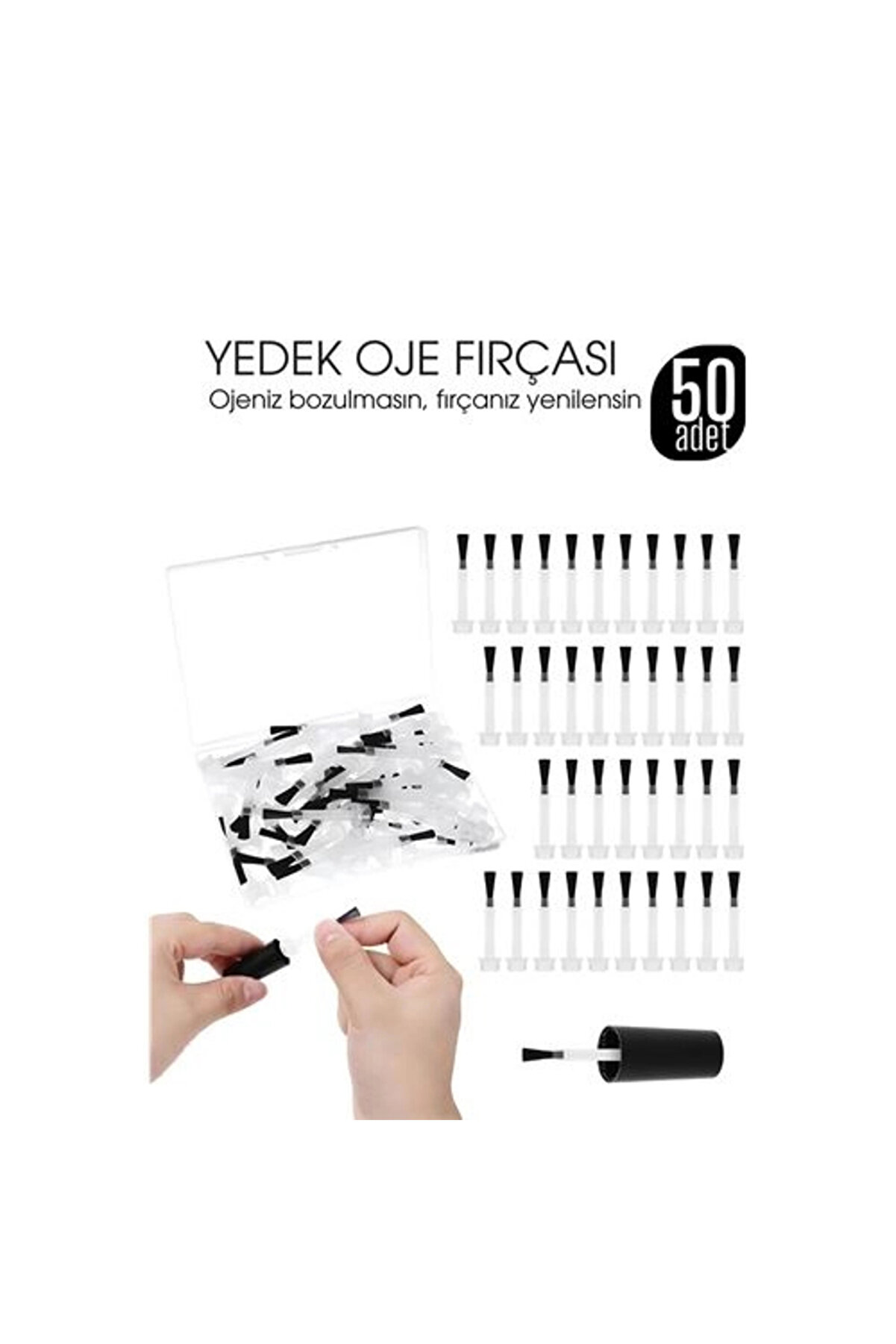 Buti̇k Yedek Oje Fır&ccedil;ası 50 Li̇ Apli̇kat&ouml;rl&uuml; Set - Tırnak Ci̇la Fır&ccedil;ası
