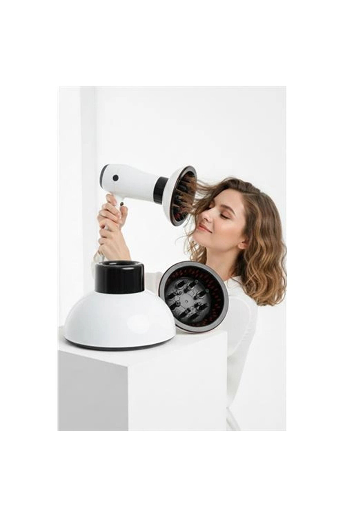 Buti̇k F&ouml;n I&ccedil;i̇n Di̇f&uuml;z&ouml;r Vi̇go Başlık - Sa&ccedil; Kurutma Başlığı Profesyonel Beyaz