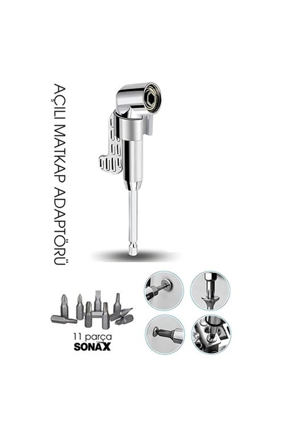Toganshop 105&deg; A&ccedil;ılı Matkap Adapt&ouml;r&uuml; Seti̇ &ndash; 1/4&rdquo; Hex Şaftlı 11 Par&ccedil;a &Ccedil;ok Fonksi̇yonlu Vi̇dalama U&ccedil;ları