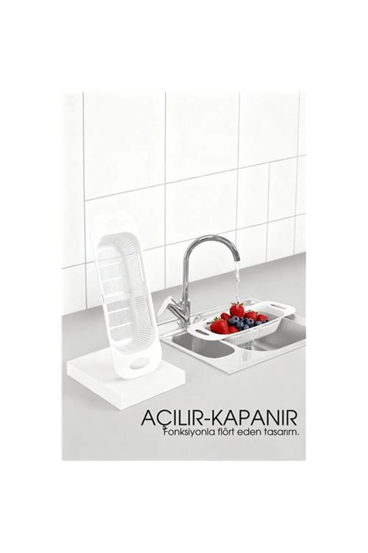 Buti̇k Ayarlanabi̇li̇r S&uuml;rg&uuml;l&uuml; Lavabo S&uuml;zgeci̇ &ndash; Mutfak İ&ccedil;i̇n Prati̇k Ve Şık Tasarım Beyaz