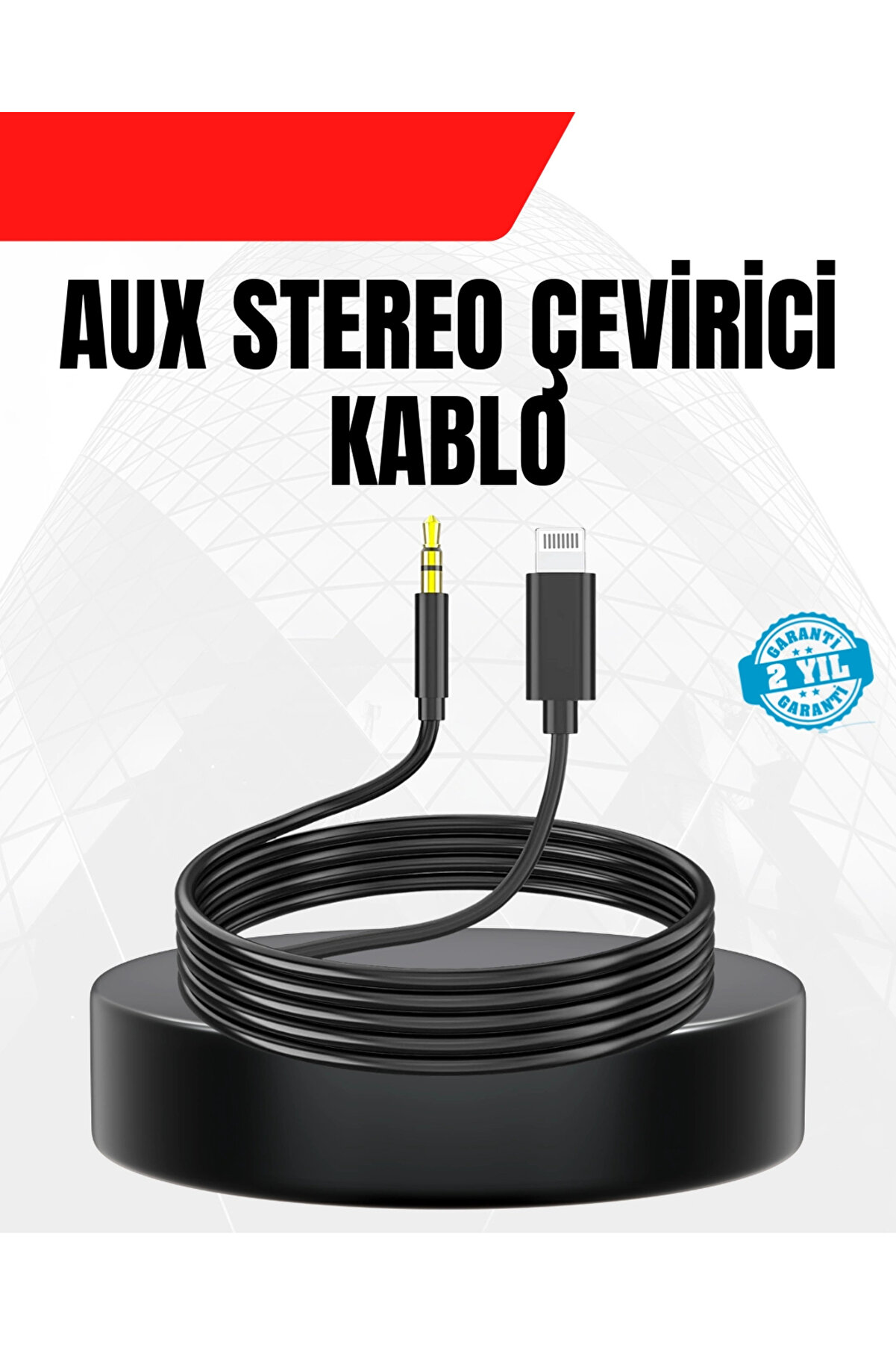 Buti̇k 1 Metre Li̇ghtni̇ng To Aux &Ccedil;evi̇ri̇ci̇ Kablo Stereo Ses Y&uuml;ksek Kali̇te