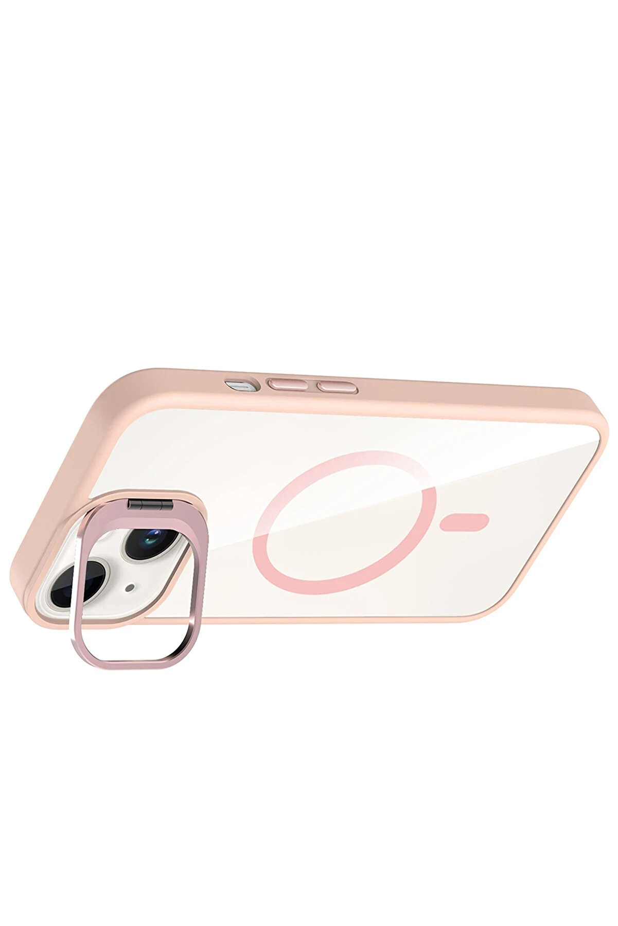 Buti̇k Harmonyaura Apple İphone 14 Remi̇m Lensli̇ Magsafe Standlı Kapak - Pembe