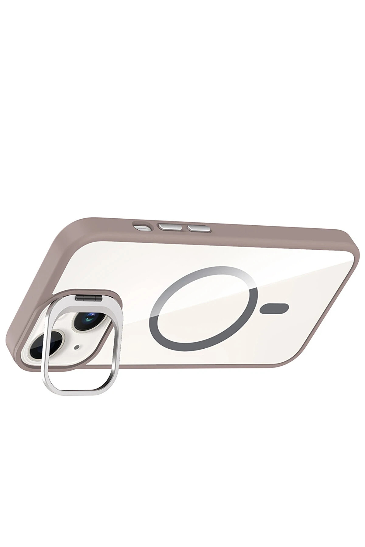 Buti̇k Harmonyaura Apple İphone 14 Remi̇m Lensli̇ Magsafe Standlı Kapak - Ti̇tan Gri̇