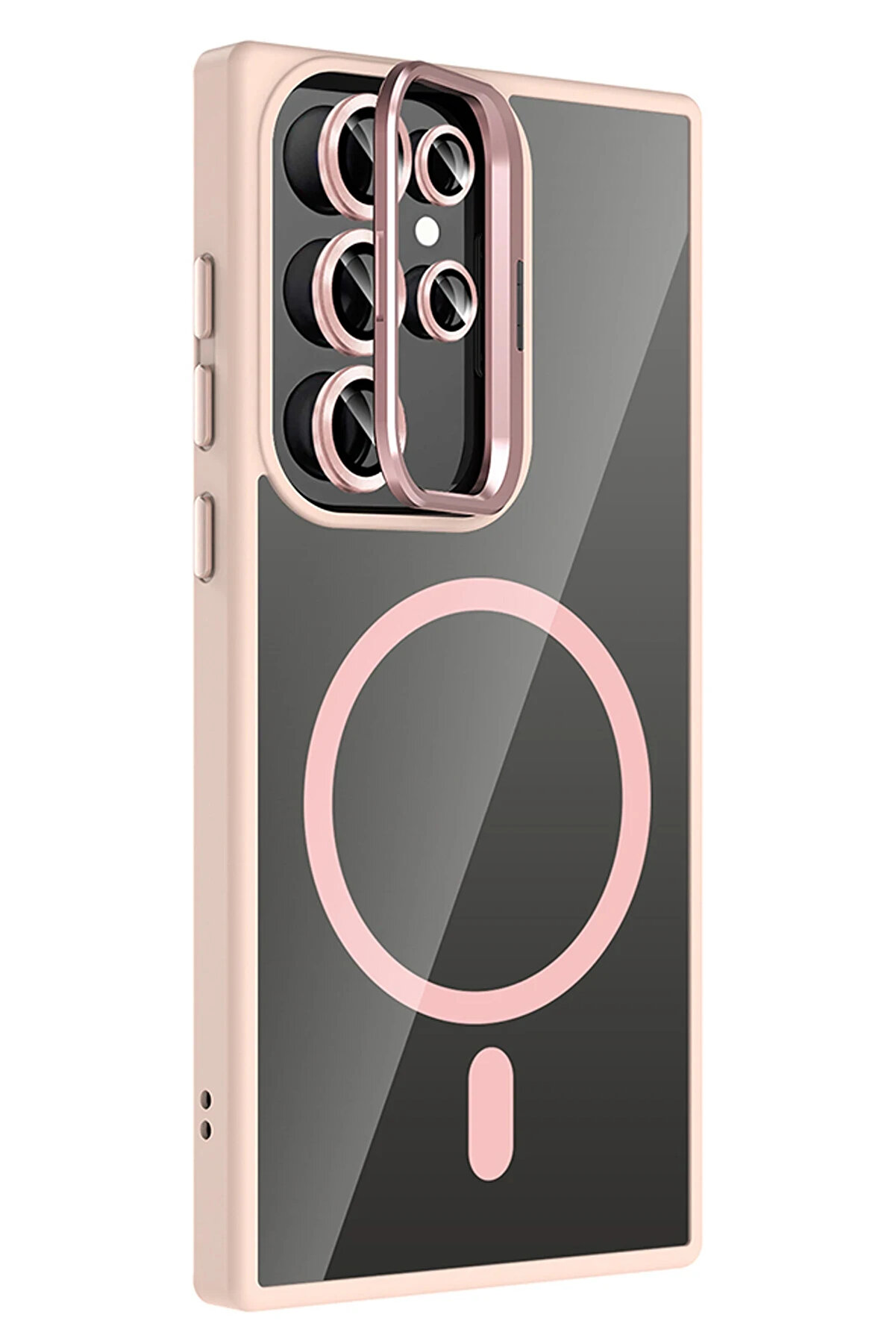 Buti̇k Harmonyaura Samsung Galaxy S25 Ultra Remi̇m Lensli̇ Magsafe Standlı Kapak - Pembe