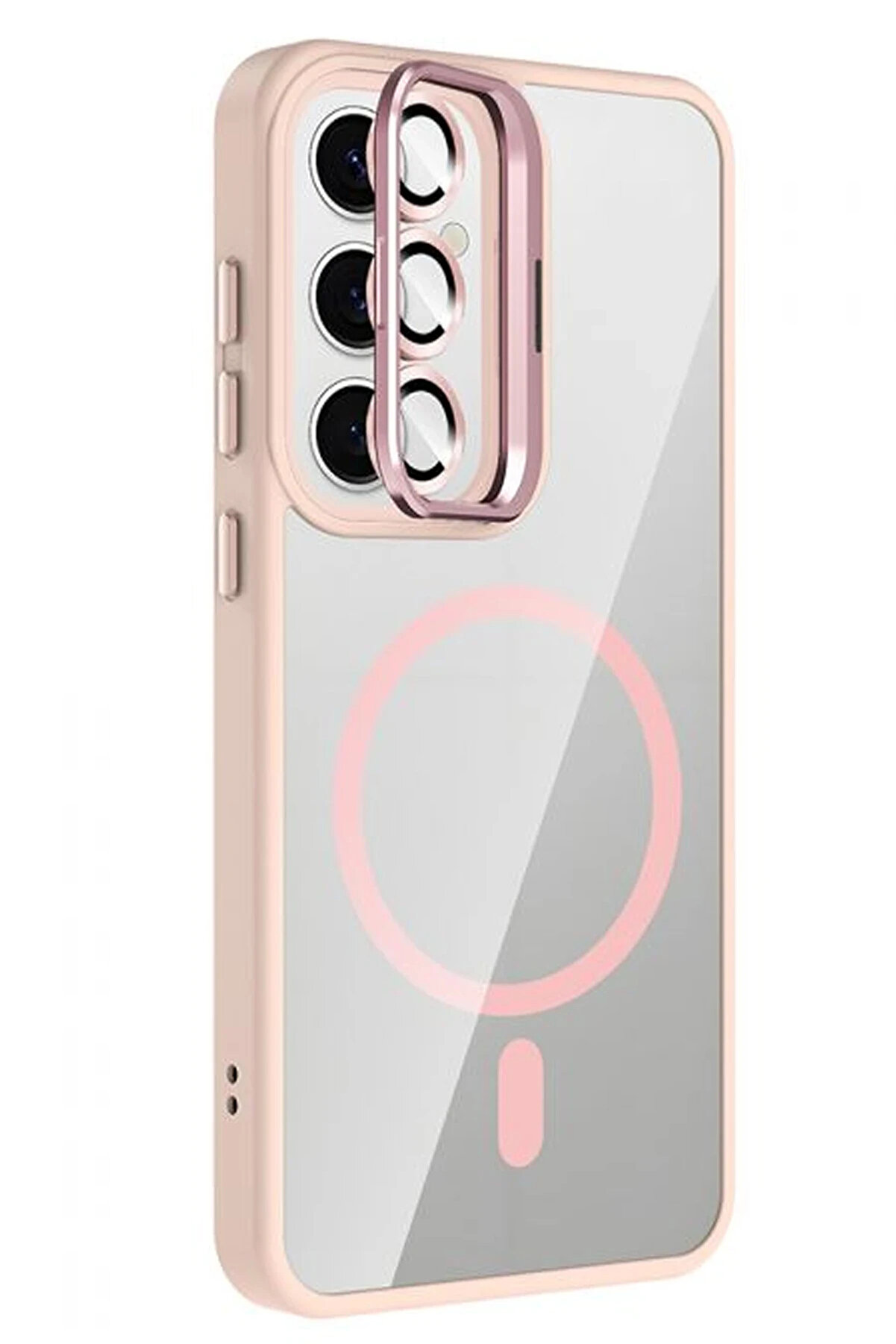 Buti̇k Harmonyaura Samsung Galaxy S24 Fe Remi̇m Lensli̇ Magsafe Standlı Kapak - Pembe