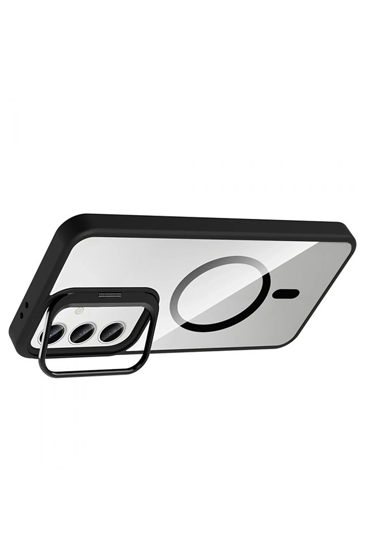 Harmonyaura Samsung Galaxy S24 Fe Remi̇m Lensli̇ Magsafe Standlı Kapak - Si̇yah