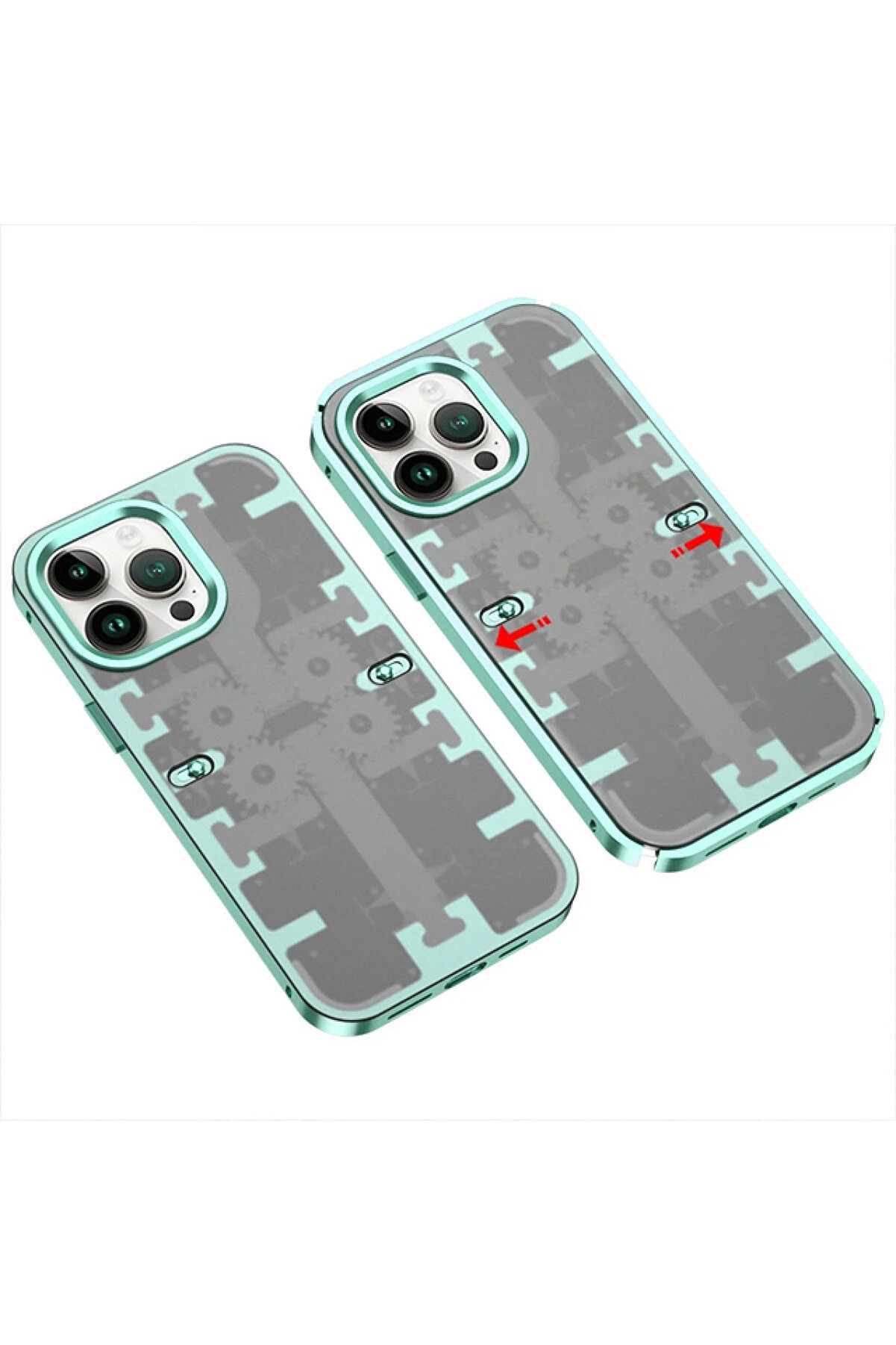 Buti̇k Harmonyaura İphone 13 Pro Max Kılıf Mekani̇k Bumper Kapak - Yeşi̇l