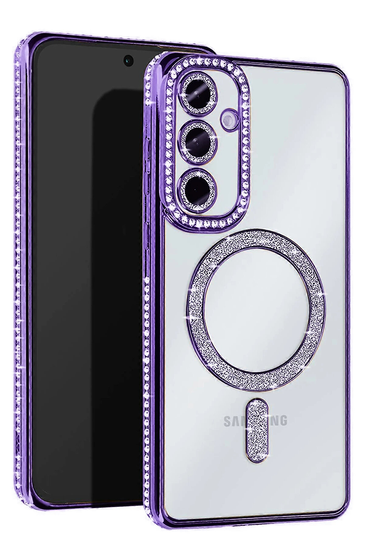 Harmonyaura Samsung Galaxy S25 Plus Kılıf Joke Si̇mli̇ Magneti̇csafe Kılıf - Deri̇n Mor