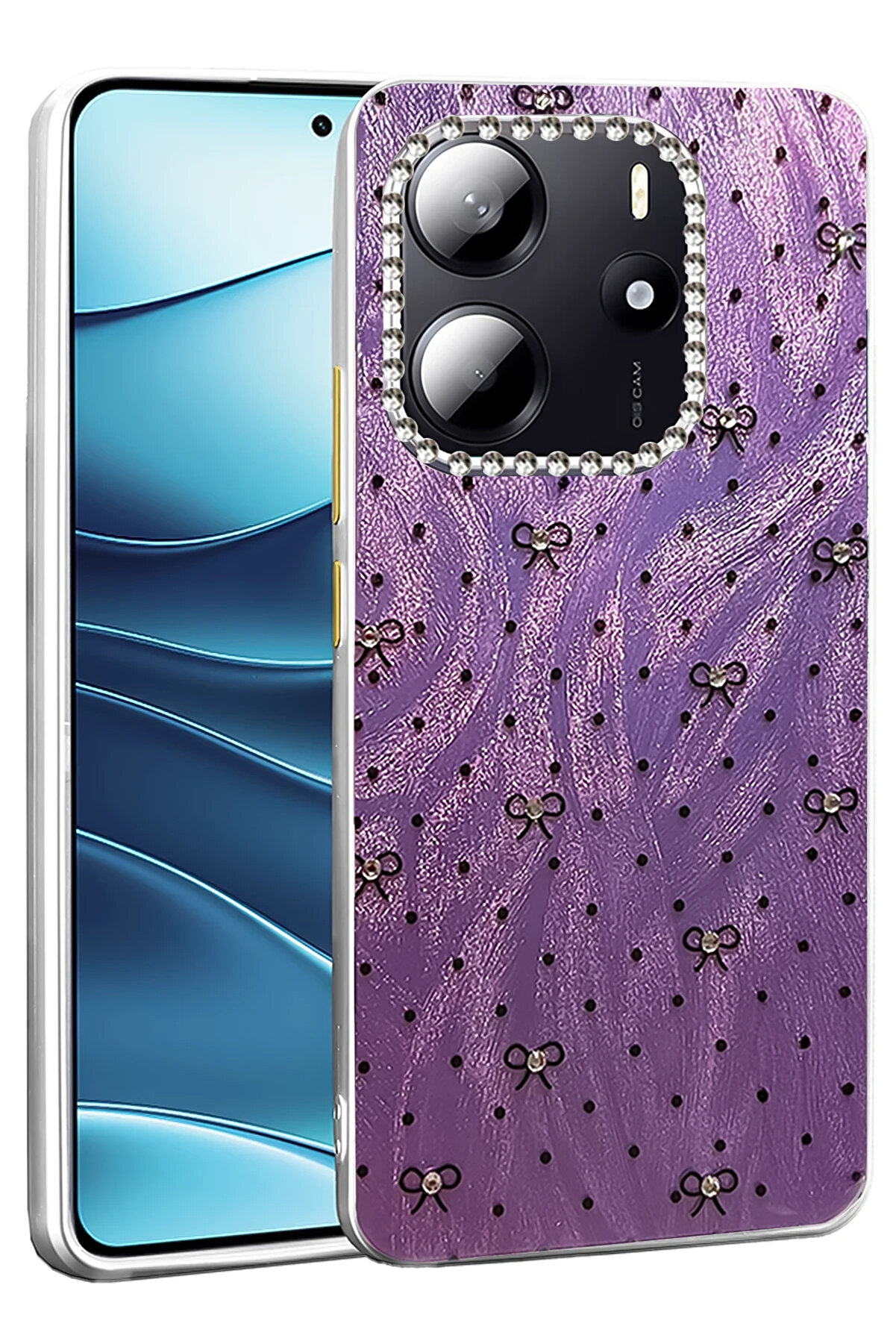 Buti̇k Harmonyaura Xi̇aomi̇ Redmi̇ Note 14 4G Kılıf Blade Aynalı Desenli̇ Kapak - Desen 2