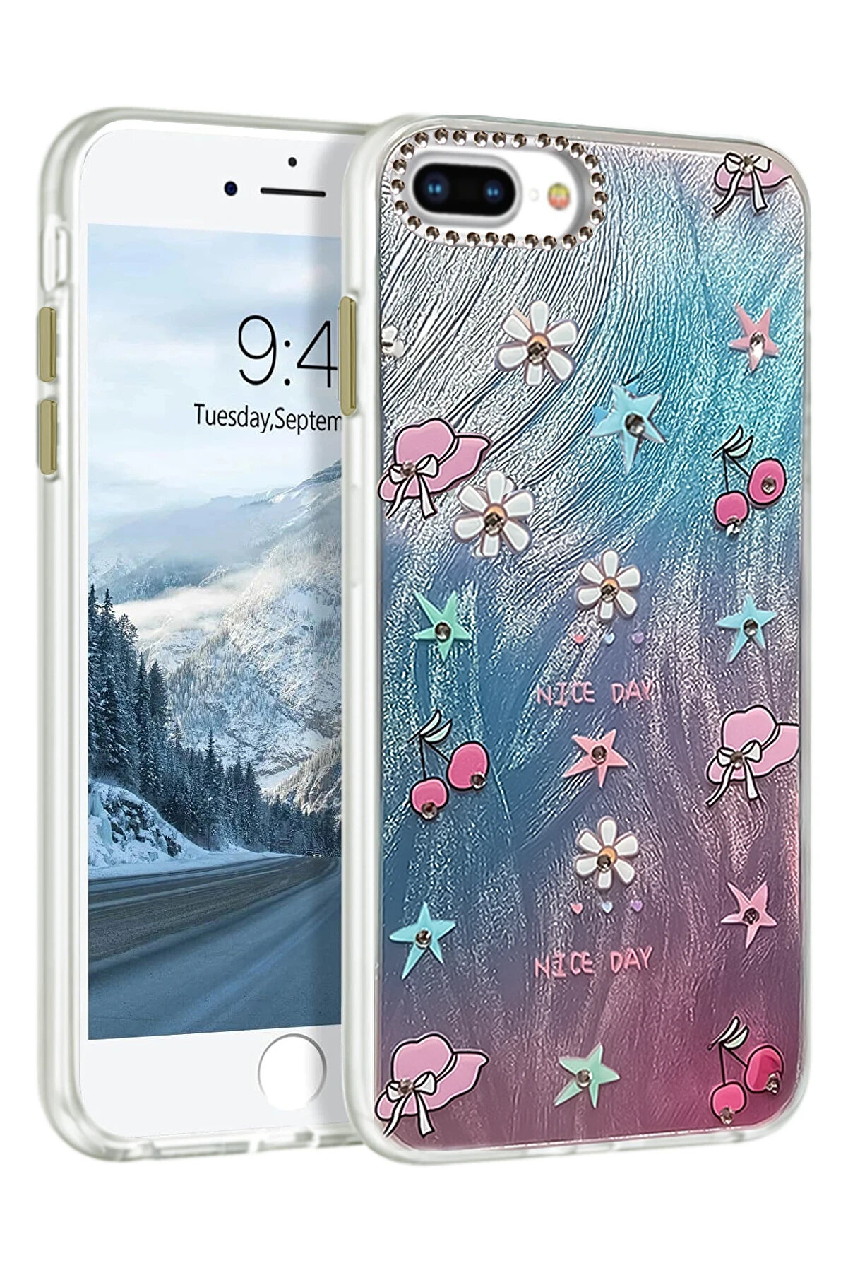 Buti̇k Harmonyaura İphone 7 Plus Kılıf Blade Aynalı Desenli̇ Kapak - Desen 4